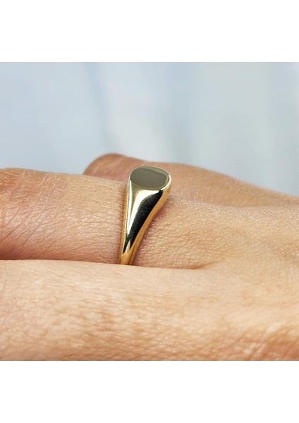 Taşsız Altın Yüzük - 14 Ayar Altın Oval Şovalye Minimal Tasarım Yüzük - Şovalye Altın Yüzük indirimleri