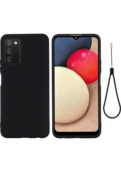 Sıralamaya Dayanıklı Telefon Kapağı Şok Geçirmez Hassas Kesim Düz Renkli Sıvı Silikon Telefon Kasası Samsung Galaxy A03S (164.2 x 75.9 x 9.1mm) Için Kullanışlı Kayışlı (Yurt Dışından)