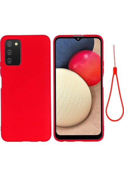 Çizilmeye Dayanıklı Telefon Kapağı Şok Geçirmez Hassas Kesim Düz Renkli Sıvı Silikon Telefon Kasası Samsung Galaxy A03S (164.2 x 75.9 x 9.1mm) Için Kullanışlı Kayışlı (Yurt Dışından)
