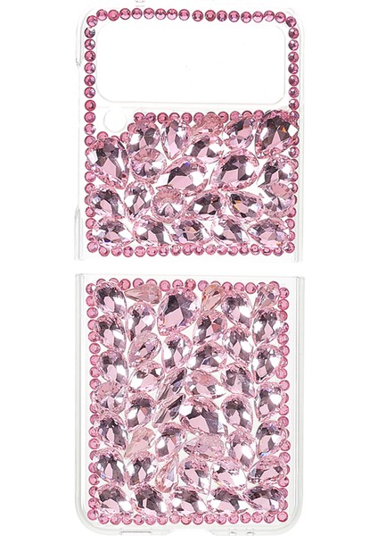 Samsung Galaxy Z Flip3 5g-Pembe Için Çizik Dirençli Anti-Damla Şık Rhinestone Dekor Parlak Telefon Kılıfı (Yurt Dışından)
