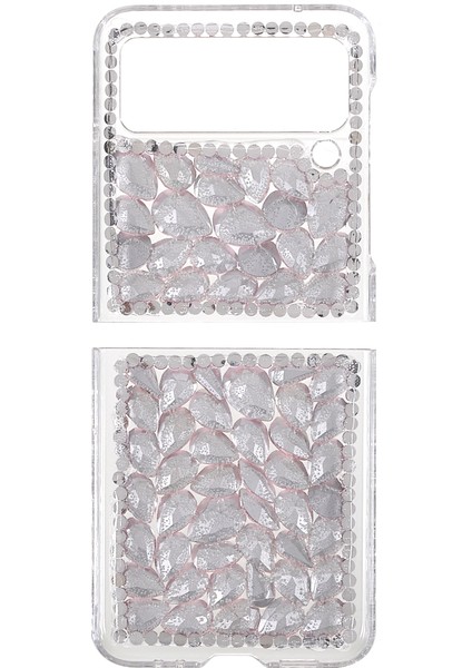 Samsung Galaxy Z Flip3 5g-Pembe Için Çizik Dirençli Anti-Damla Şık Rhinestone Dekor Parlak Telefon Kılıfı (Yurt Dışından)