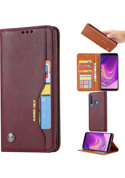 Samsung Galaxy A9 (2018)/A9 Star PRO/A9S-WINE Red Için Otomatik Emilmiş Pu Deri Mobil Kabuk (Yurt Dışından)