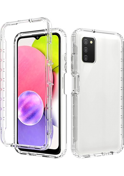 Samsung Galaxy A03'LER (164.2 x 75.9 x 9.1mm) Için Çıkarılabilir 2'si Tasarım Gradyan Renk Kasası Tarafı Kaymaz Net Tpu+Pc Telefon Kabuğu -Transparent (Yurt Dışından)