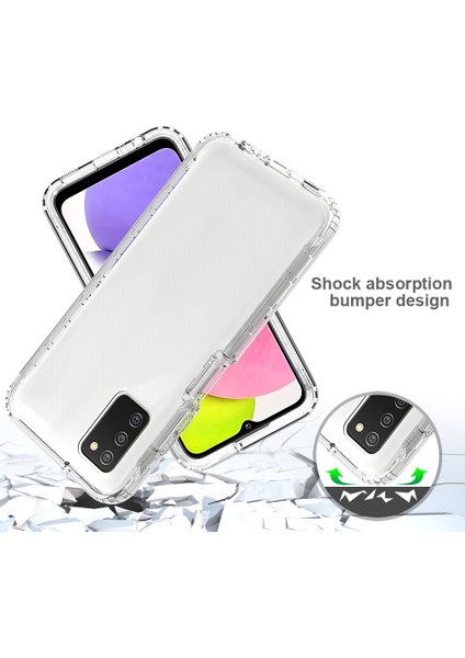 Samsung Galaxy A03'LER (164.2 x 75.9 x 9.1mm) Için Çıkarılabilir 2'si Tasarım Gradyan Renk Kasası Tarafı Kaymaz Net Tpu+Pc Telefon Kabuğu -Transparent (Yurt Dışından)