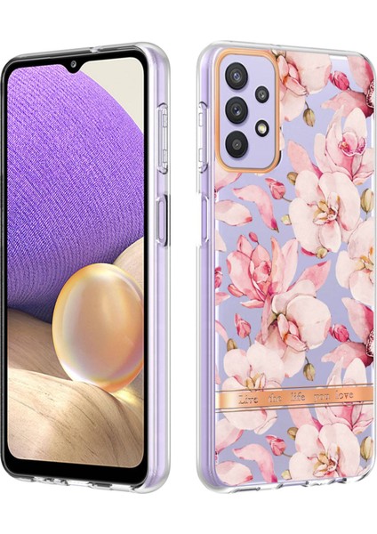 Yb Imd-8 Serisi Samsung Galaxy A13 4g Için Çiçek Moda Kapağı, Yumuşak Tpu Yastık Elektrokaplatma Imd Telefon CASE-HC005 Pink Gardenia (Yurt Dışından)