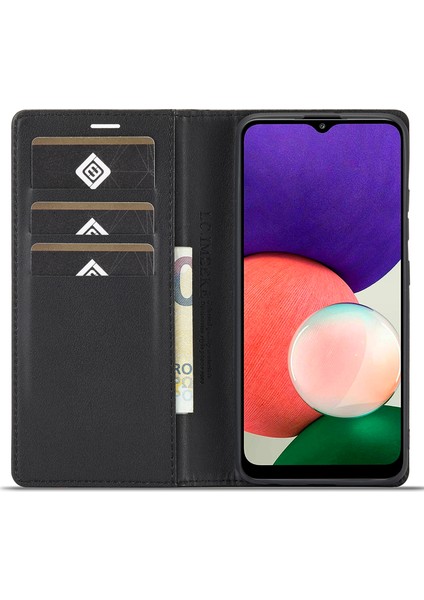 Samsung Galaxy A13 4G/A04 4g (164.4 x 76.3 x 9.1 Mm), Pu Deri Karbon Fiber Doku Standı Manyetik Otomatik Emici Folio Koruyucu Telefon Kapak-Dikey Şerit (Yurt Dışından)