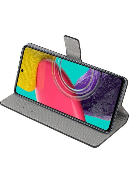 Samsung Galaxy M53 Için 5g Moda Desen Baskı Çizelge Önleme Pu Deri Cep Telefon Kılıfı Stand-Black/kelebek (Yurt Dışından)