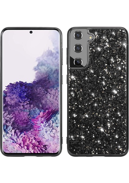 Samsung Galaxy S21 4g/5g-Black Için Işıltılı Payetler Tasarımı Tpu Çerçeve+Pc Hibrid Kabuk Kılıfı (Yurt Dışından)