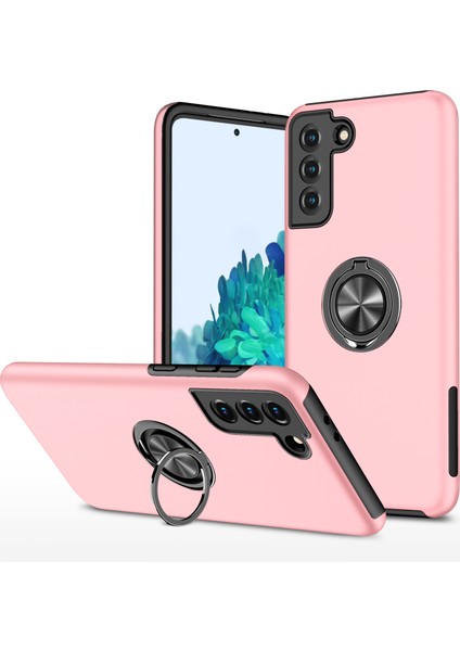 Samsung Galaxy S21 4g/5g-Pink Için Yüzük Şekli Kickstand Tasarımı ile Anti Drop Hibrit Telefon Kılıfı Kapak (Yurt Dışından)