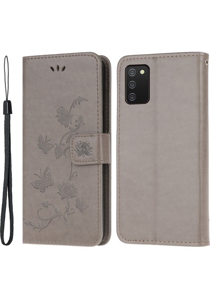 Samsung Galaxy A03'LER (166.5 x 75.98 x 9.14MM) Için Kordonlu Çiçek Çiçek Desen Deri Cüzdan Standı Kapağı Kapak (Yurt Dışından)
