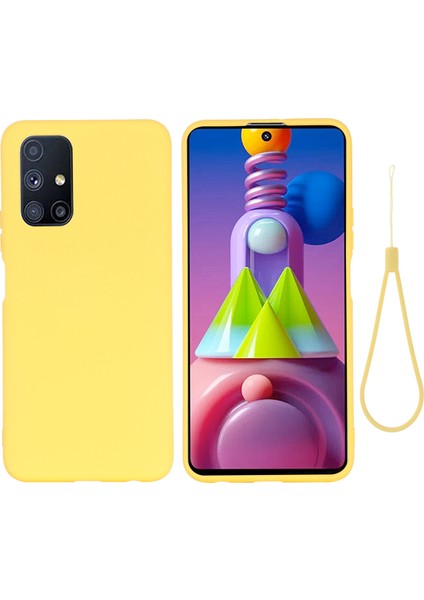 Samsung Galaxy M51 (Yan Parmak Izi Versiyonu) Için Sıvı Silikon Telefon Kılıfı -Yellow (Yurt Dışından)