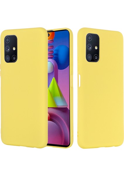 Samsung Galaxy M51 (Yan Parmak Izi Versiyonu) Için Sıvı Silikon Telefon Kılıfı -Yellow (Yurt Dışından)