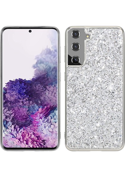 Samsung Galaxy S21 4g/5g-Silver Için Işıltılı Payetler Tasarımı Tpu Çerçeve+Pc Hibrid Kabuk Kılıfı (Yurt Dışından)