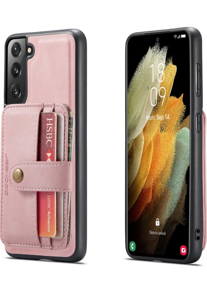 Çıkarılabilir Rfıd Engelleme Manyetik Kart Yuvaları Pu Deri Kaplamalı Tpu Telefon Kılıfı Samsung Galaxy S22+5G-PINK Için (Yurt Dışından)