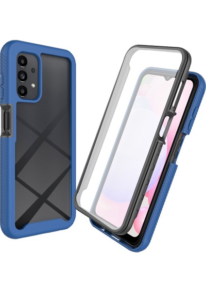 Samsung Galaxy A23 5g (Global Versiyon)/4g Için 3'ü 1 Arada Hibrit Telefon Kılıfı, Pet Ekranı Koruyucu-Dark Mavi ile Tpu+Pc Telefon Kapağı Tam Kaplama (Yurt Dışından)