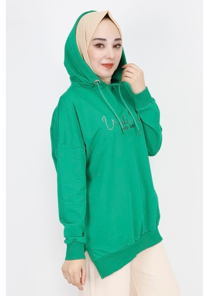 23299 2 Ip Yazı Baskılı Kapüşonlu Sweatshirt