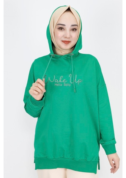 23299 2 Ip Yazı Baskılı Kapüşonlu Sweatshirt