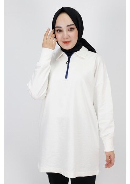 23296 2 Ip Yaka Fermuar Detaylı Sweatshirt fiyatları