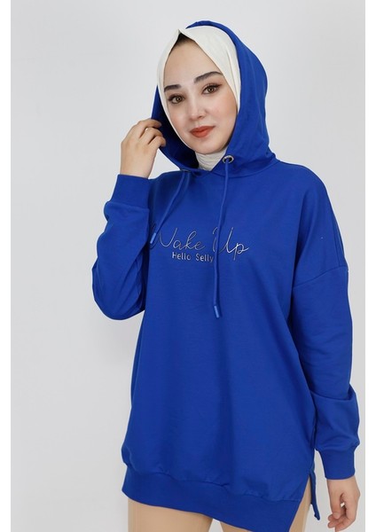 23299 2 Ip Yazı Baskılı Kapüşonlu Sweatshirt