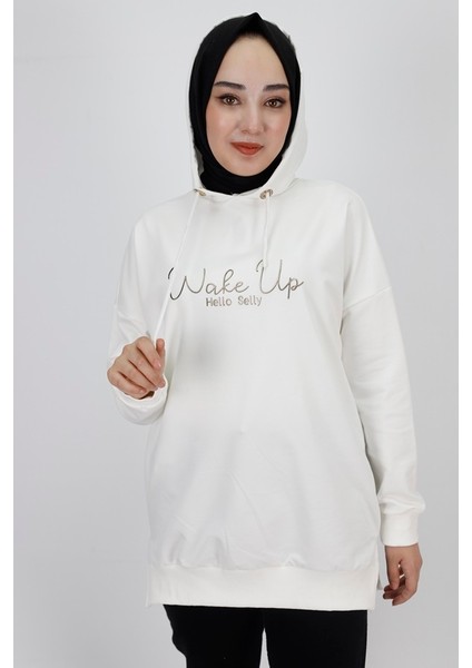 23299 2 Ip Yazı Baskılı Kapüşonlu Sweatshirt modelleri