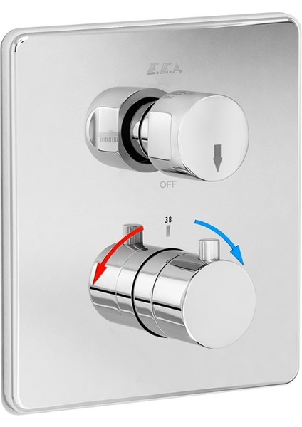 Eca Termostatik Ankastre Banyo Bataryası Sıva Üstü 2 Yollu 102167215-KDE
