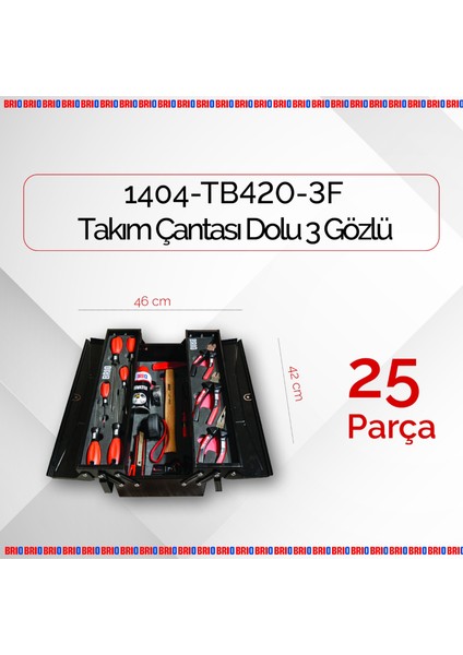 Takım Çantası Dolu 3 Gözlü 420 mm