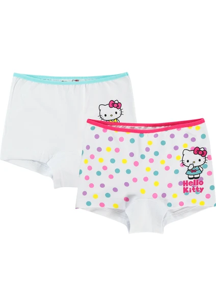 Hello Kitty Kız Çocuk 2'li Boxer Set 2-10 Yaş Beyaz