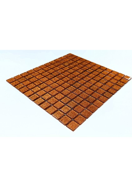 Mutfak Tezgah Arası ve Iç Dekorasyonda Tüm Yüzeyler Için Bronz Kristal Cam Mozaik. Cam Ölçüsü: 23X23X4 Mm. File Ölçüsü: 30X30CM. ( 1 Kutu = 11 File Karo = 1 m2 fiyatıdır )
