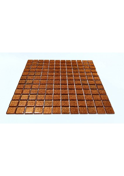 Mutfak Tezgah Arası ve Iç Dekorasyonda Tüm Yüzeyler Için Bronz Kristal Cam Mozaik. Cam Ölçüsü: 23X23X4 Mm. File Ölçüsü: 30X30CM. ( 1 Kutu = 11 File Karo = 1 m2 fiyatıdır )