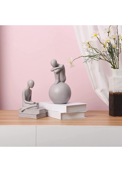 Modern Heykel Süslemeleri Soyut Sanat Reçine Heykel Basit Gri (Yurt Dışından)