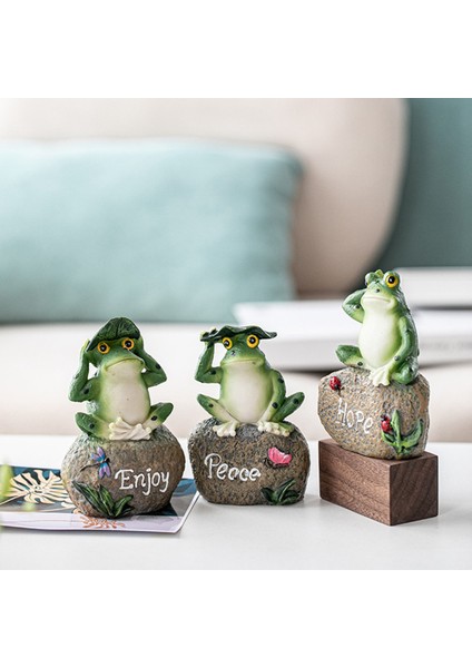 Taş Heykel Heykel Modeli Ev El Sanatları Üzerinde Oturan Sevimli Reçine Kurbağa (Yurt Dışından) modelleri