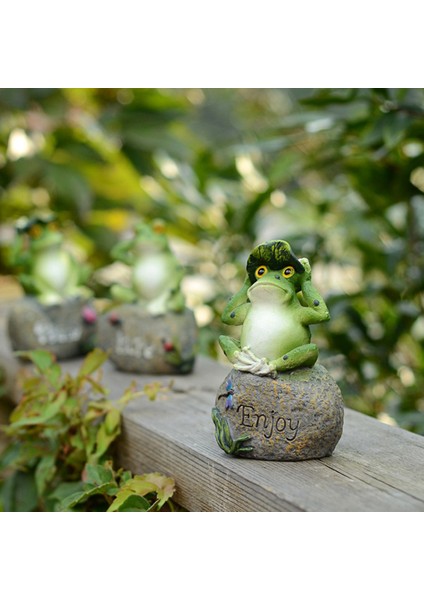 Taş Heykel Heykel Modeli Ev El Sanatları Üzerinde Oturan Sevimli Reçine Kurbağa (Yurt Dışından) indirimleri