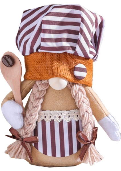 Şef Kahve Çizgili Cüce Yüzü Olmayan Bebek Dekorasyon Malzemeleri, Kadın (Yurt Dışından)