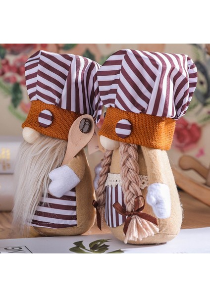 Şef Kahve Çizgili Cüce Yüzü Olmayan Bebek Dekorasyon Malzemeleri, Kadın (Yurt Dışından) fırsatları