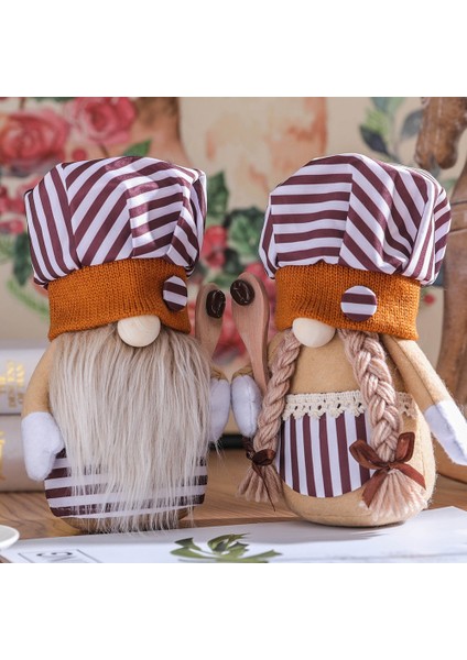 Şef Kahve Çizgili Cüce Yüzü Olmayan Bebek Dekorasyon Malzemeleri, Kadın (Yurt Dışından) indirimleri