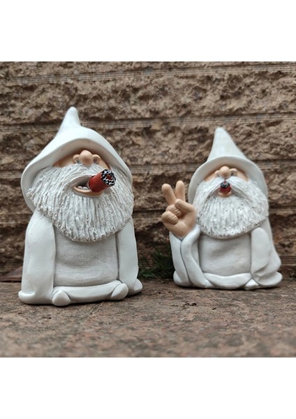 Bahçe Gnome Heykeli Karikatür Cüce Heykeli Uzun Sakallı Parmak Gnome B (Yurt Dışından)