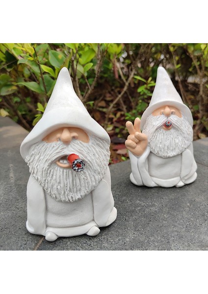 Bahçe Gnome Heykeli Karikatür Cüce Heykeli Uzun Sakallı Parmak Gnome B (Yurt Dışından)