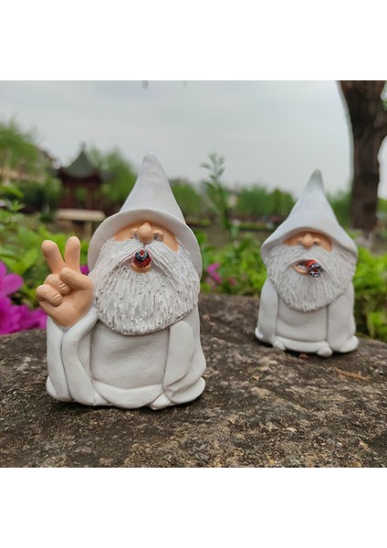 Bahçe Gnome Heykeli Karikatür Cüce Heykeli Uzun Sakallı Parmak Gnome B (Yurt Dışından)