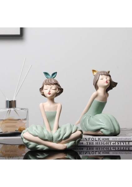 Modern Ilmek Kız Nordic Balonlu Sakız Kız Heykel Yeşil Renk C (Yurt Dışından) indirimleri