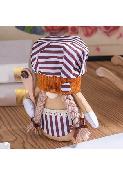 Şef Kahve Çizgili Cüce Yüzü Olmayan Bebek Dekorasyon Malzemeleri, Erkekler (Yurt Dışından) modelleri