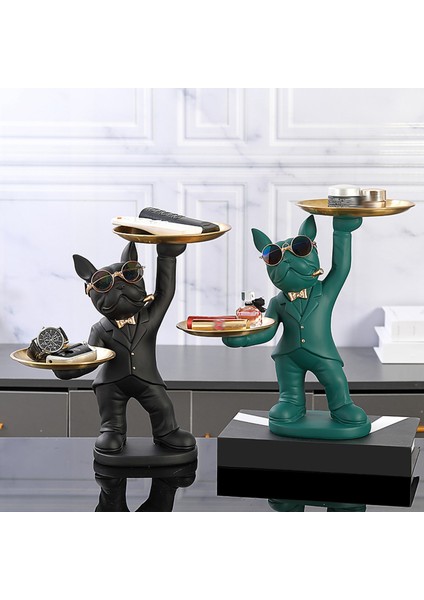 Bulldog Heykeli Ev Dekorasyonu 2 Metal Tepsi Bulldog Masa Süsleme E (Yurt Dışından) fiyatları