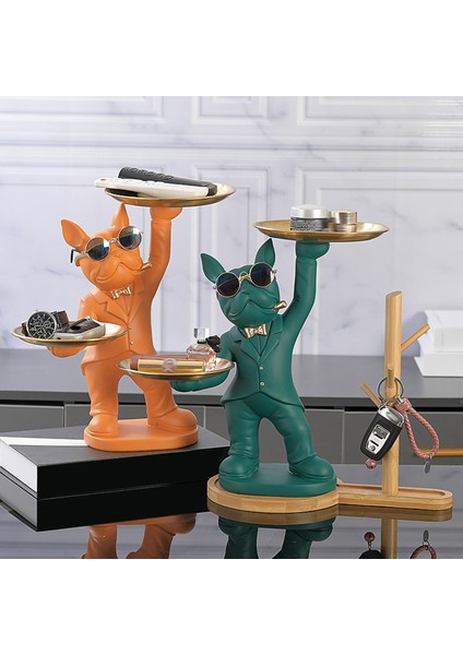 Bulldog Heykeli Ev Dekorasyonu 2 Metal Tepsi Bulldog Masa Süsleme E (Yurt Dışından) fırsatları