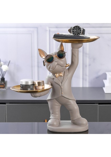 Bulldog Heykeli Ev Dekorasyonu 2 Metal Tepsi Bulldog Masa Süsleme E (Yurt Dışından) indirimleri