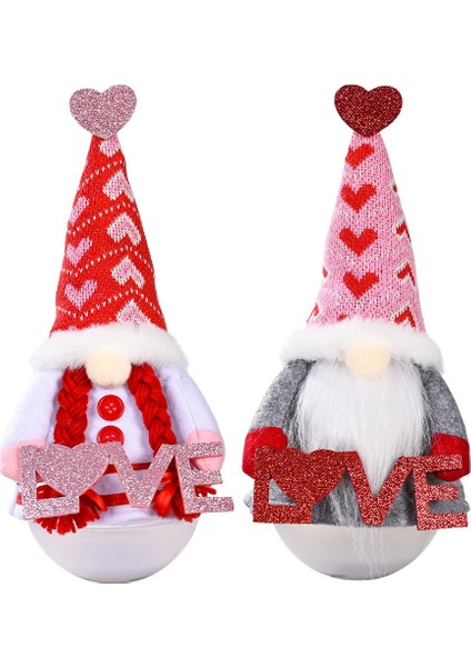 2'li Sevgililer Günü Paketi Tomte Gnome Süslemeleri Isveç Peluş Bebekleri (Yurt Dışından)
