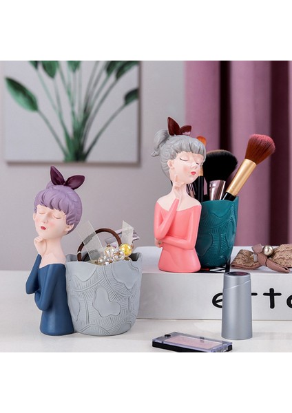 Yaratıcı Modern Kız Reçine El Sanatları Süsler Ev Masaüstü Basit, Mavi (Yurt Dışından) fırsatları