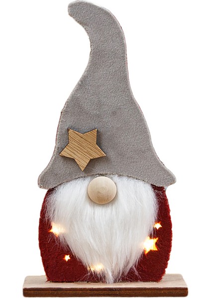 Ev Için Noel Heykeli Ahşap Parlayan Meçhul Yaşlı Süsleme, B (Yurt Dışından)