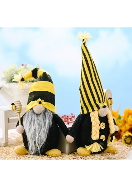 Bumble Bee Çizgili Gnome Yüzü Olmayan Bebek Dekoru Ev Masaüstü Dekoru Için, A (Yurt Dışından)