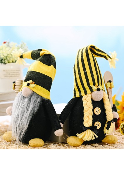 Bumble Bee Çizgili Gnome Yüzü Olmayan Bebek Dekoru Ev Masaüstü Dekoru Için, A (Yurt Dışından)