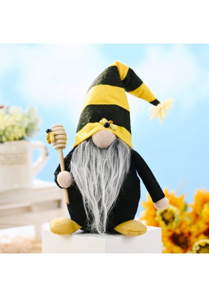 Bumble Bee Çizgili Gnome Yüzü Olmayan Bebek Dekoru Ev Masaüstü Dekoru Için, A (Yurt Dışından)