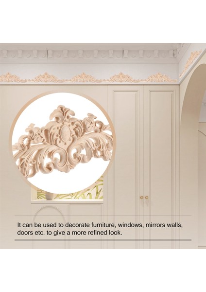 40X12 cm Kauçuk Ahşap Oyma Aplike Mobilya Çıkartması Ahşap Rengi (Yurt Dışından) indirimleri